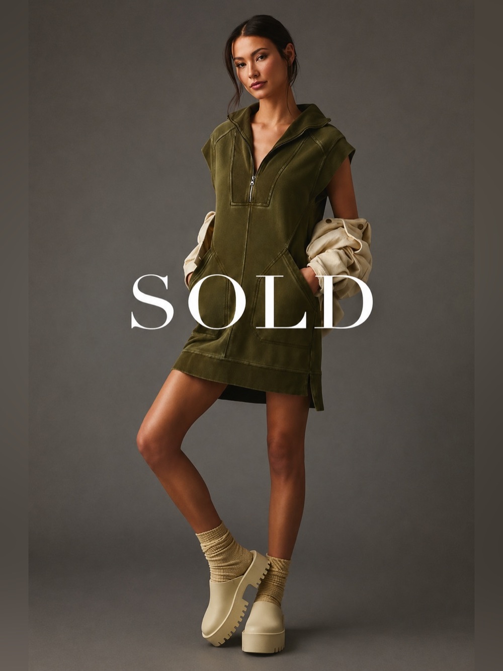 anthropologie olive green dress By Anthropologie Linen Utility Square-Neck A-Line Midi Dress